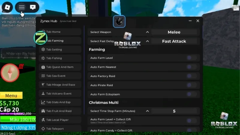 Các tính năng trong bản Script Hack Blox Fruits mới nhất