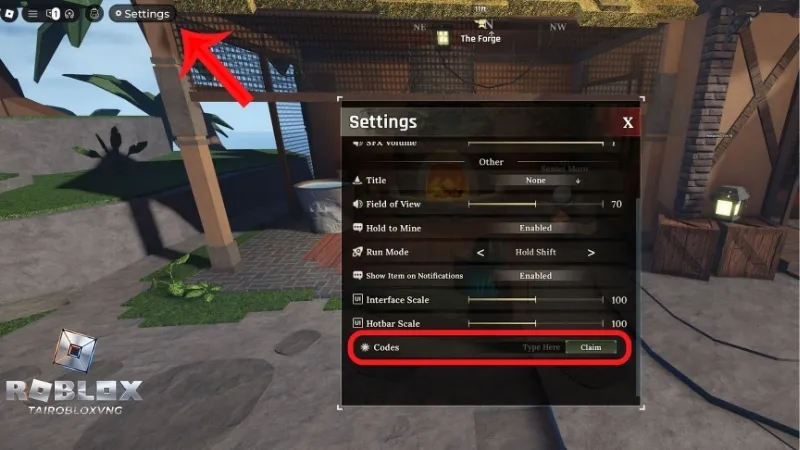 Hướng dẫn cách nhập Code The Forge Roblox chi tiết