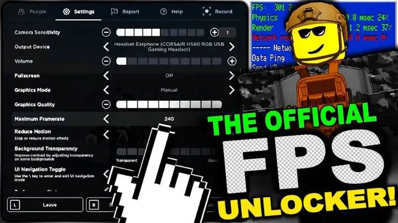 Sử dụng Roblox FPS Unlocke